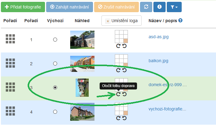 Otáčení fotografií
