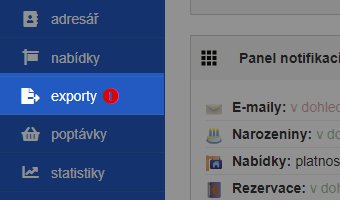 Upozornění na exporty